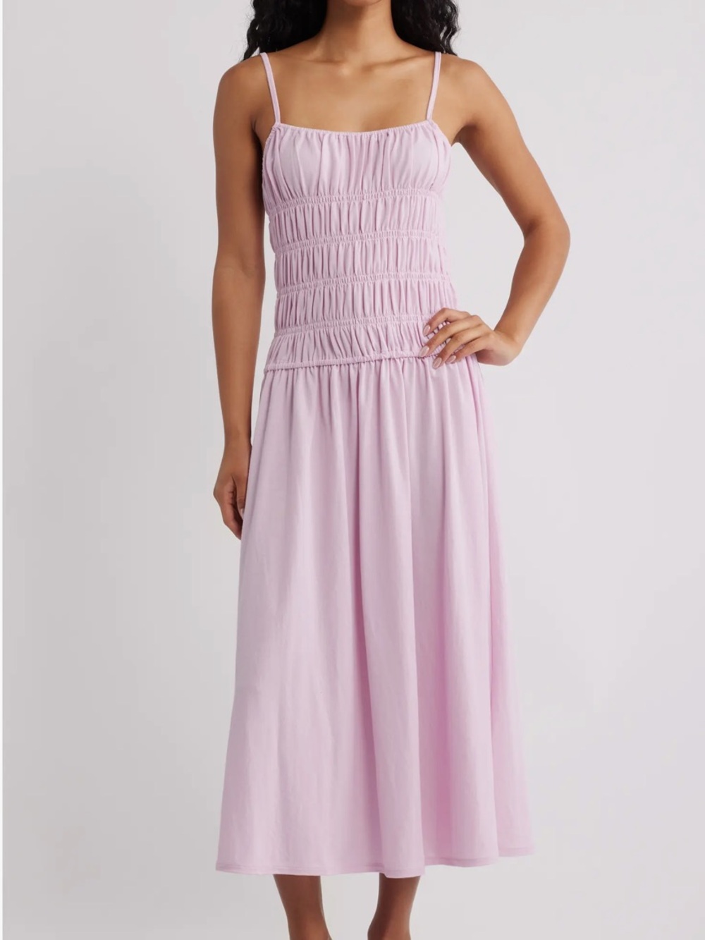 Ruched Bodice Midi Dress MANGO small